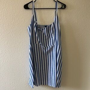 Blue White Stripe Linen Blend Dress